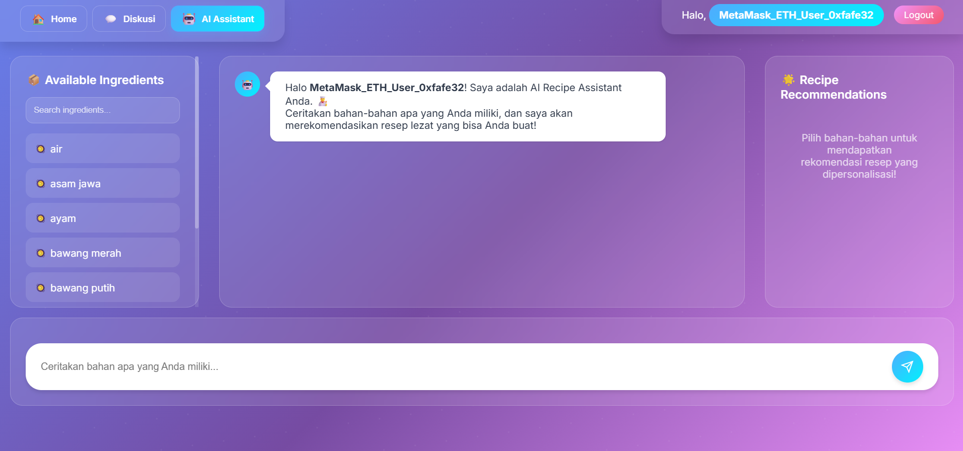 Recipe AI App with Web3 Integration